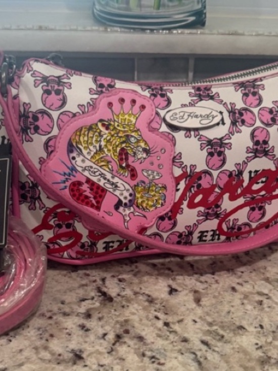 Ed Hardy Other - Ed Hardy Kids Pink Skull & Tiger Print Crossbody Bag